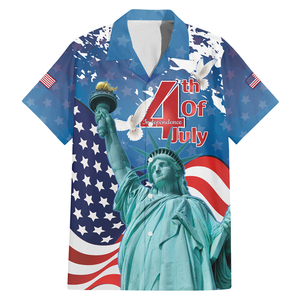 United States 4th Of July Family Matching Mermaid Dress and Hawaiian Shirt USA Statue of Liberty Proud - Wonder Print Shop