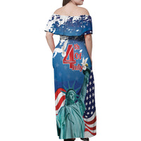 United States 4th Of July Family Matching Off Shoulder Maxi Dress and Hawaiian Shirt USA Statue of Liberty Proud - Wonder Print Shop