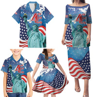United States 4th Of July Family Matching Puletasi and Hawaiian Shirt USA Statue of Liberty Proud - Wonder Print Shop