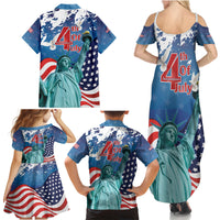 United States 4th Of July Family Matching Summer Maxi Dress and Hawaiian Shirt USA Statue of Liberty Proud - Wonder Print Shop