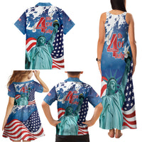 United States 4th Of July Family Matching Tank Maxi Dress and Hawaiian Shirt USA Statue of Liberty Proud - Wonder Print Shop