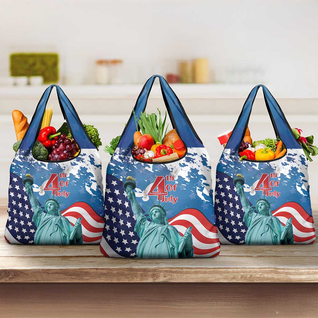 United States 4th Of July Grocery Bag USA Statue of Liberty Proud