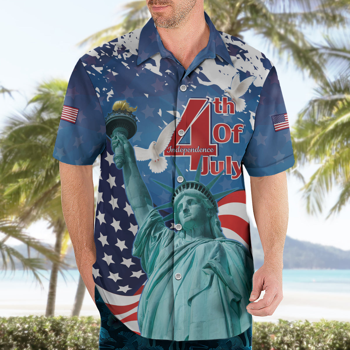 United States 4th Of July Hawaiian Shirt USA Statue of Liberty Proud - Wonder Print Shop
