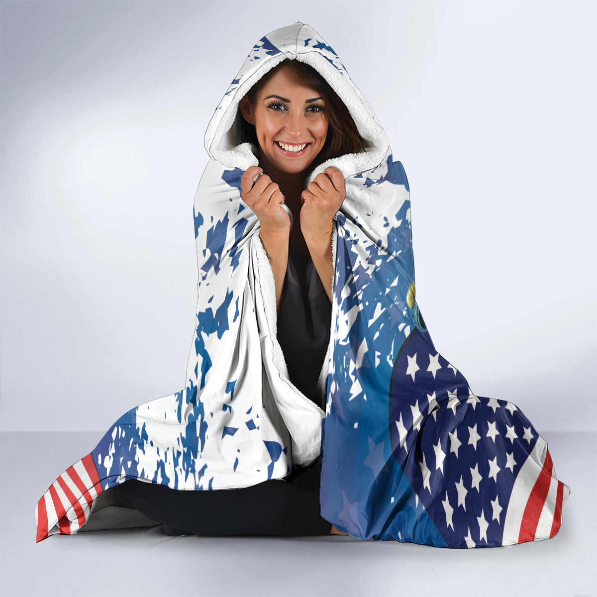 United States 4th Of July Hooded Blanket USA Statue of Liberty Proud