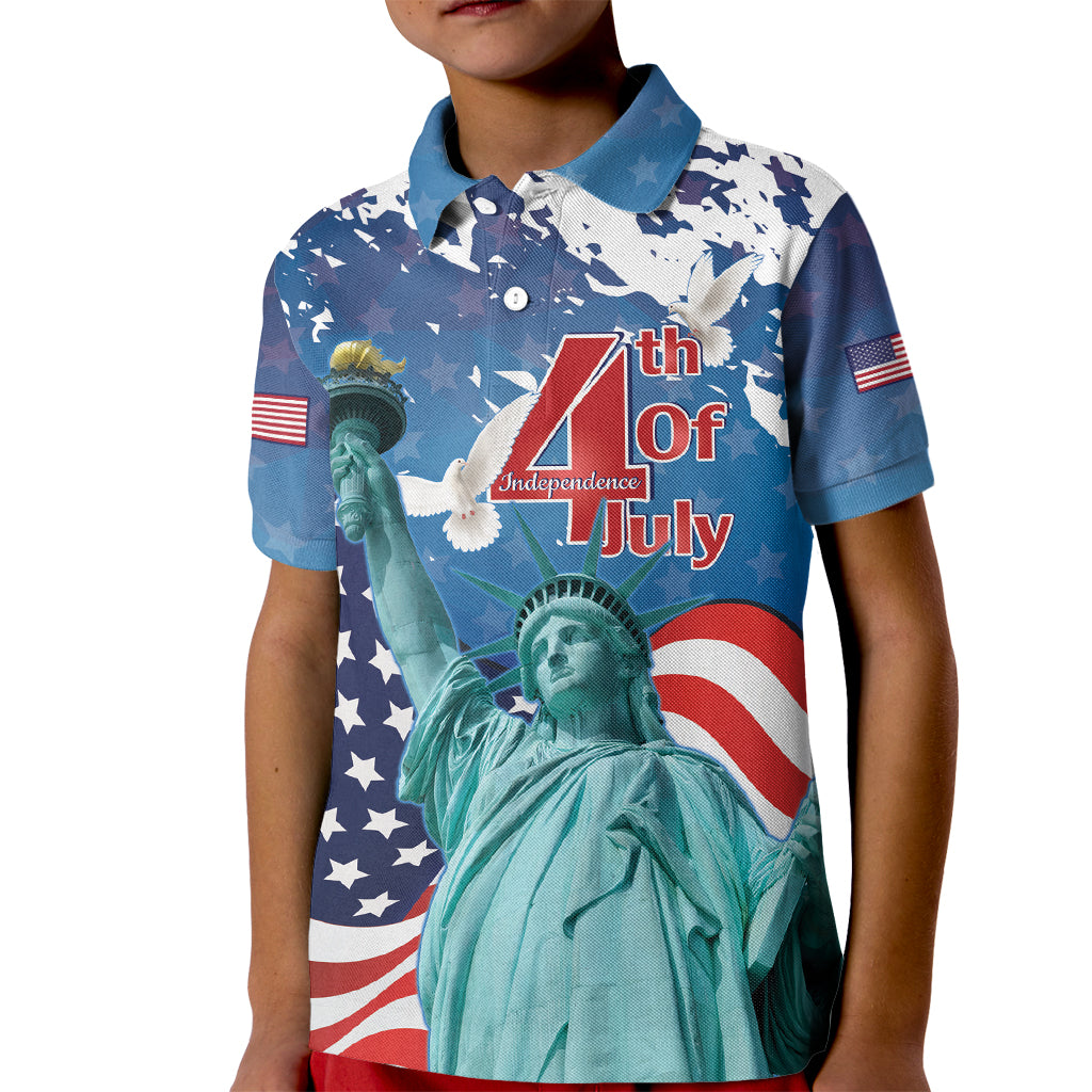 United States 4th Of July Kid Polo Shirt USA Statue of Liberty Proud - Wonder Print Shop
