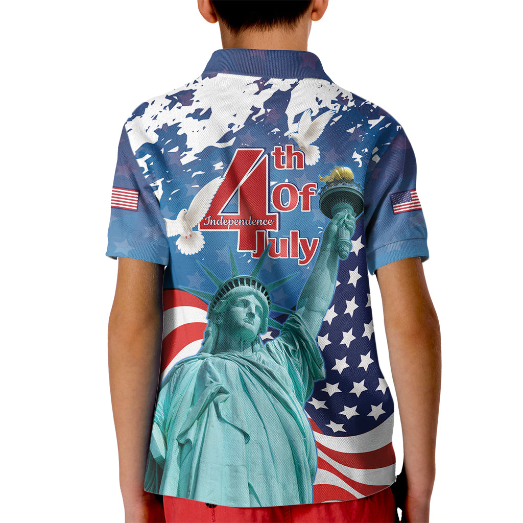 United States 4th Of July Kid Polo Shirt USA Statue of Liberty Proud - Wonder Print Shop