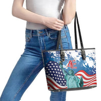 United States 4th Of July Leather Tote Bag USA Statue of Liberty Proud - Wonder Print Shop
