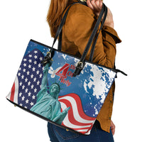 United States 4th Of July Leather Tote Bag USA Statue of Liberty Proud - Wonder Print Shop