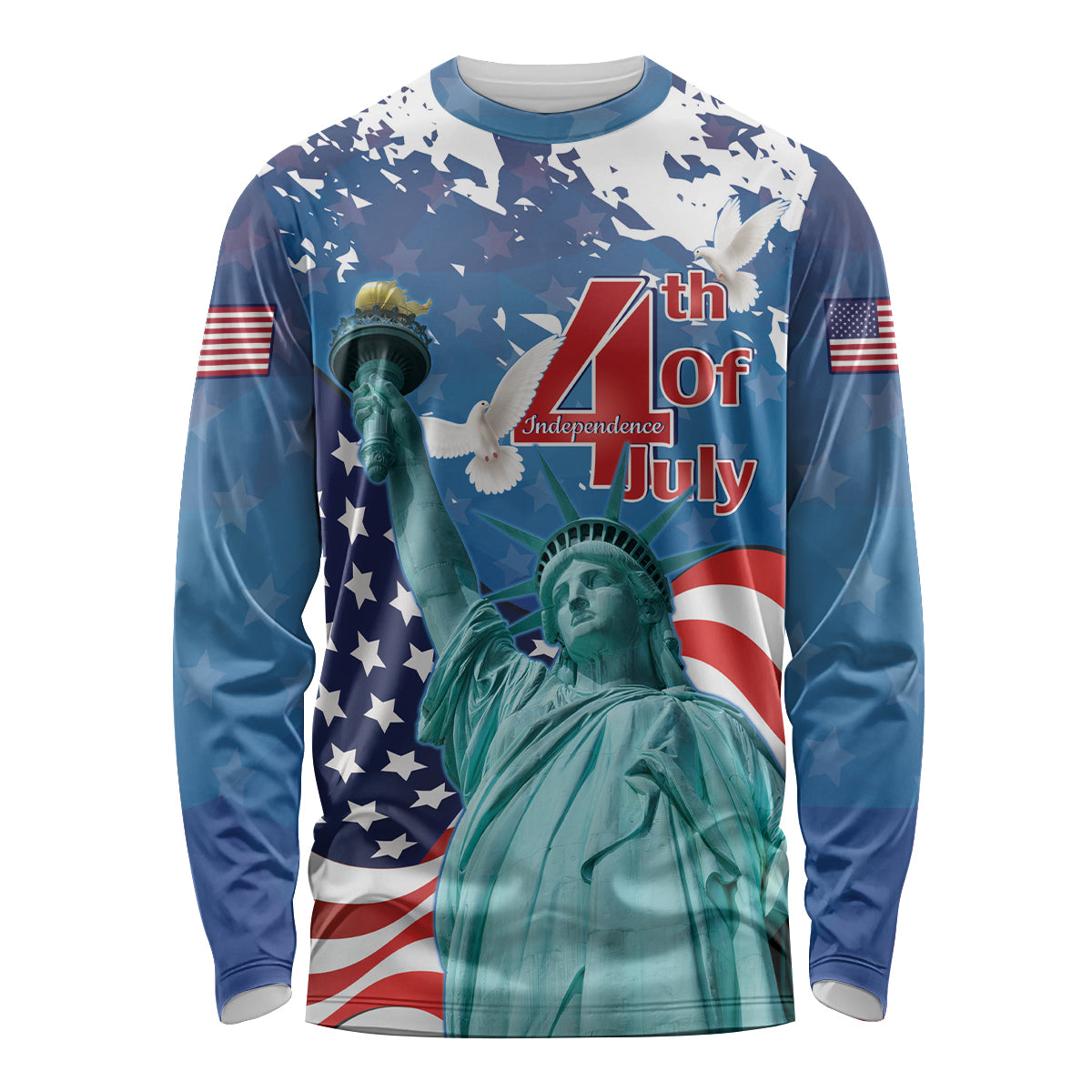 United States 4th Of July Long Sleeve Shirt USA Statue of Liberty Proud - Wonder Print Shop