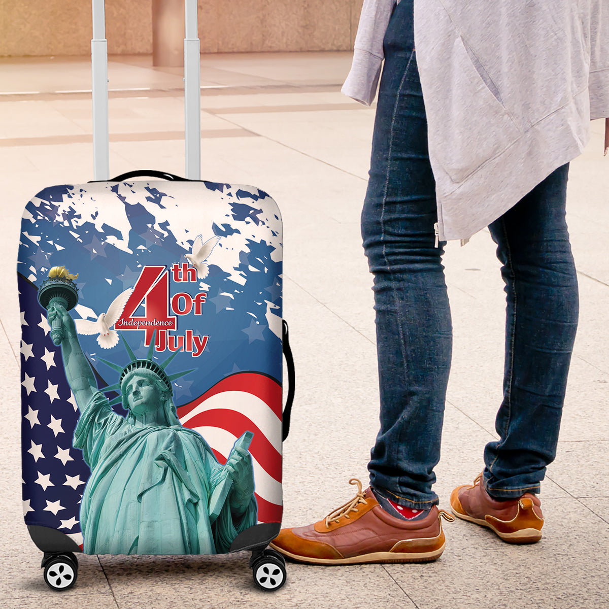 United States 4th Of July Luggage Cover USA Statue of Liberty Proud - Wonder Print Shop