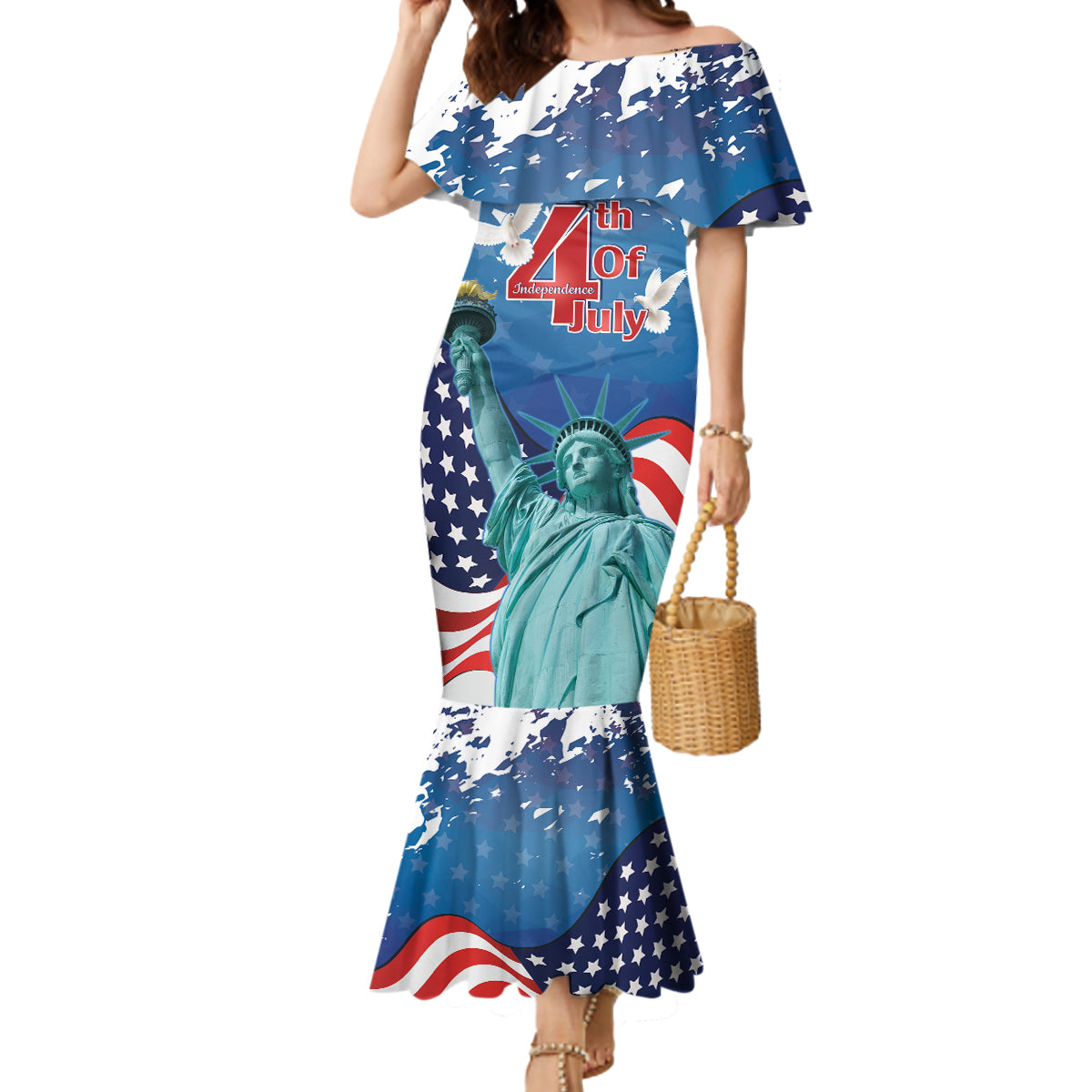 United States 4th Of July Mermaid Dress USA Statue of Liberty Proud - Wonder Print Shop