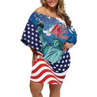 United States 4th Of July Off Shoulder Short Dress USA Statue of Liberty Proud - Wonder Print Shop