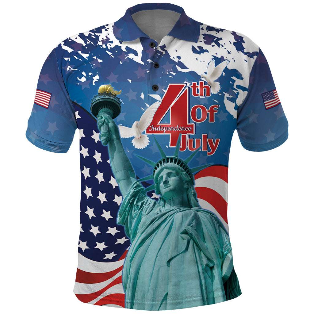 United States 4th Of July Polo Shirt USA Statue of Liberty Proud
