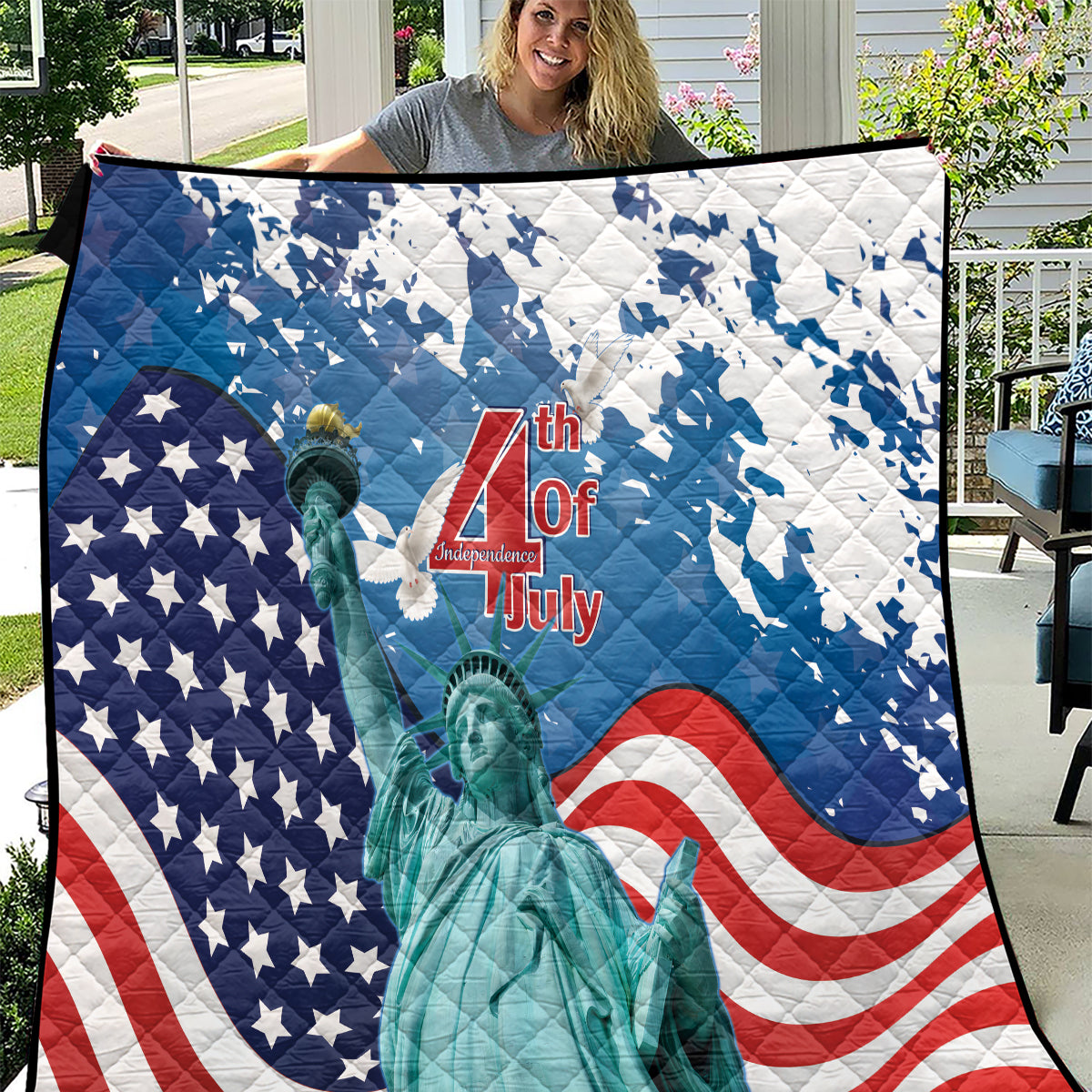 United States 4th Of July Quilt USA Statue of Liberty Proud - Wonder Print Shop