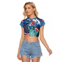 United States 4th Of July Raglan Cropped T Shirt USA Statue of Liberty Proud - Wonder Print Shop