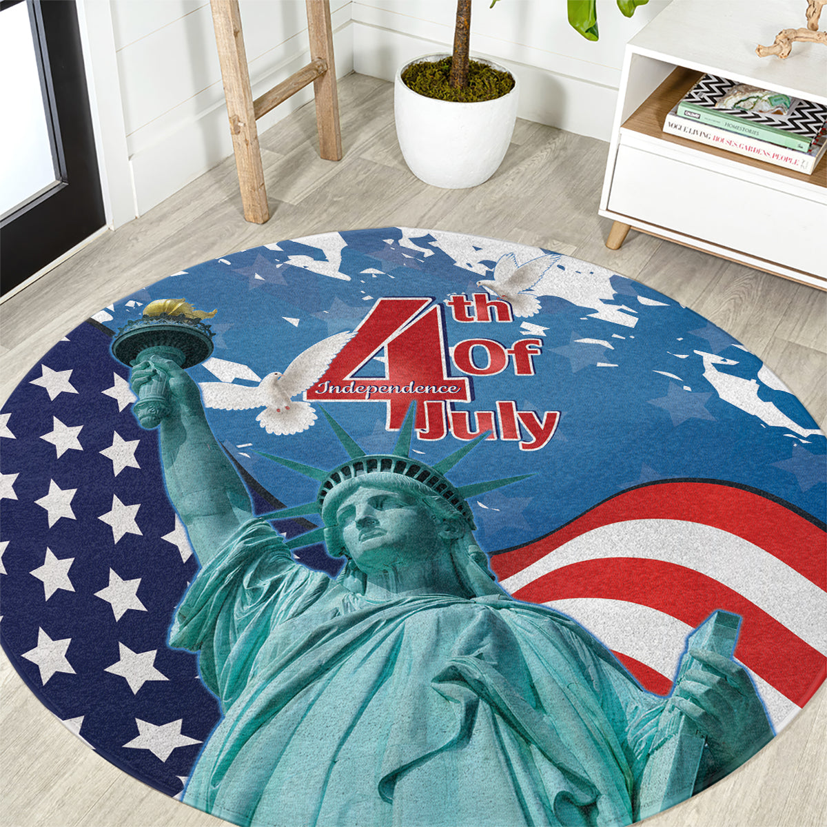 United States 4th Of July Round Carpet USA Statue of Liberty Proud