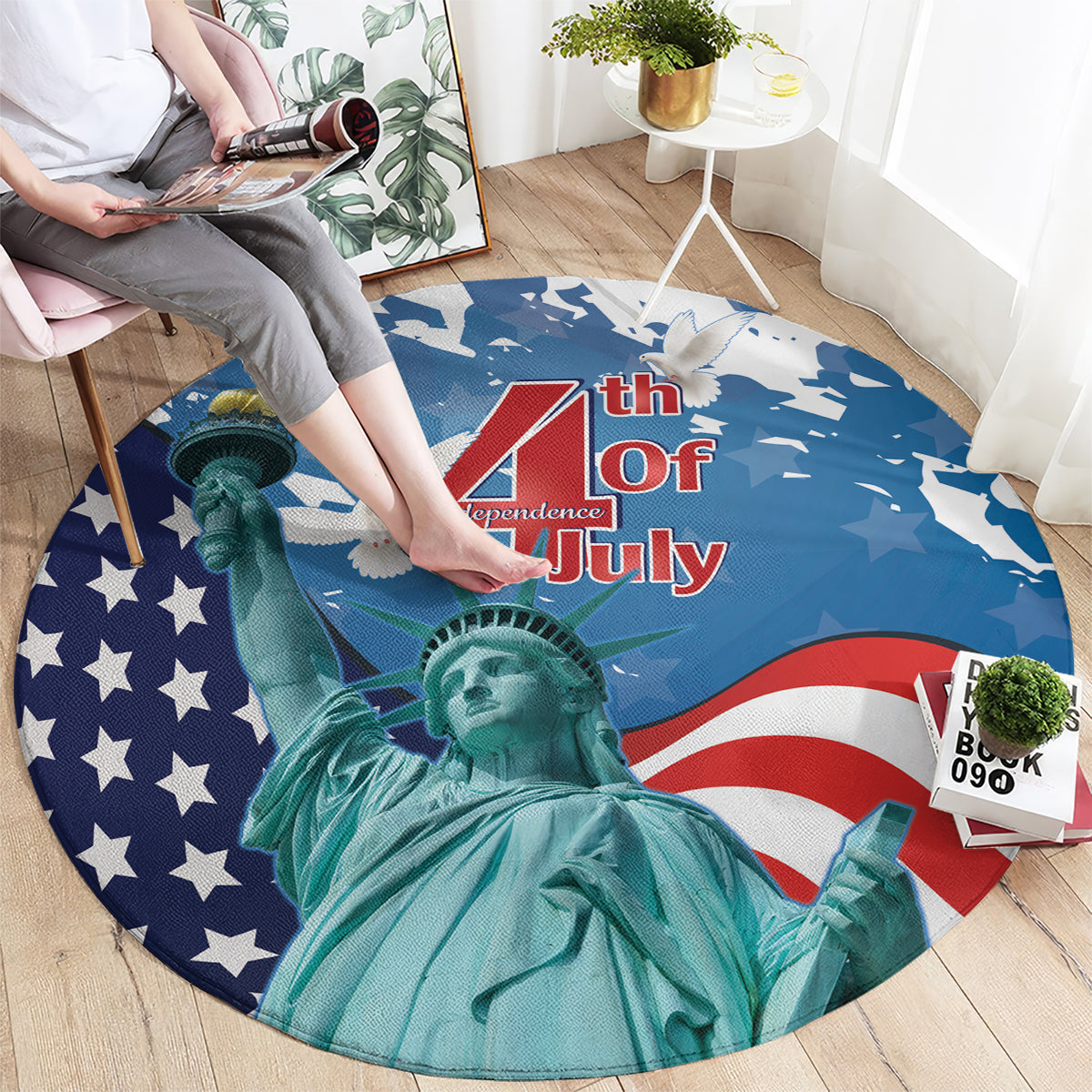 United States 4th Of July Round Carpet USA Statue of Liberty Proud