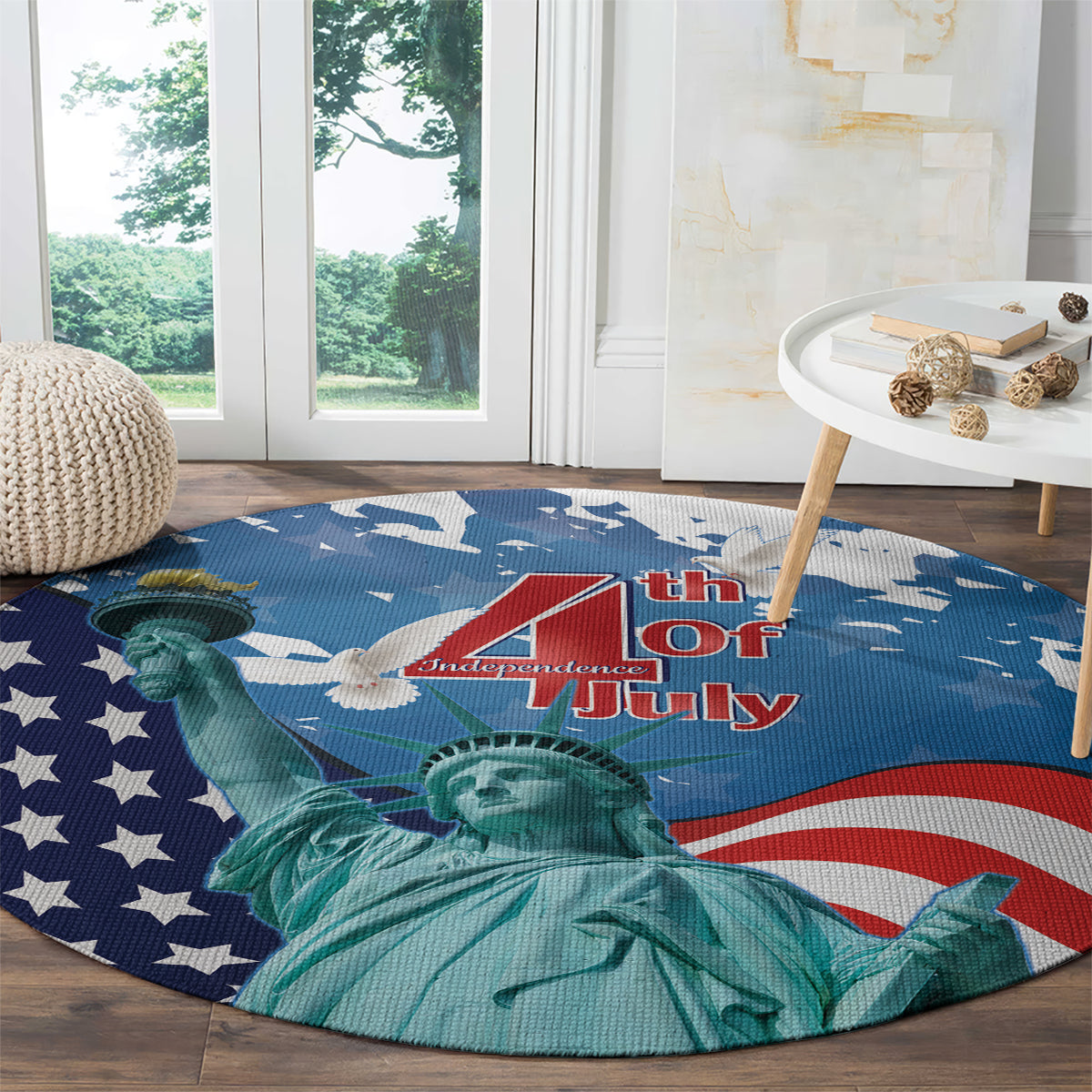 United States 4th Of July Round Carpet USA Statue of Liberty Proud