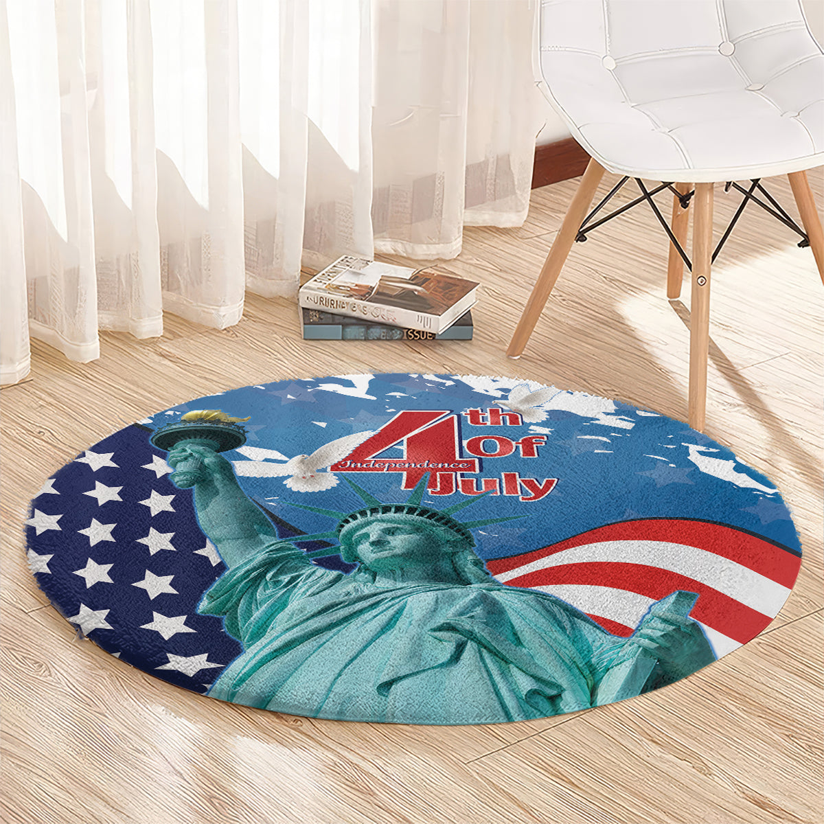 United States 4th Of July Round Carpet USA Statue of Liberty Proud