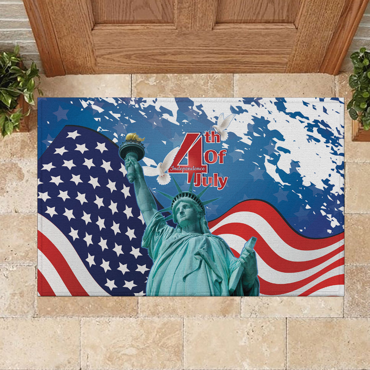 United States 4th Of July Rubber Doormat USA Statue of Liberty Proud - Wonder Print Shop