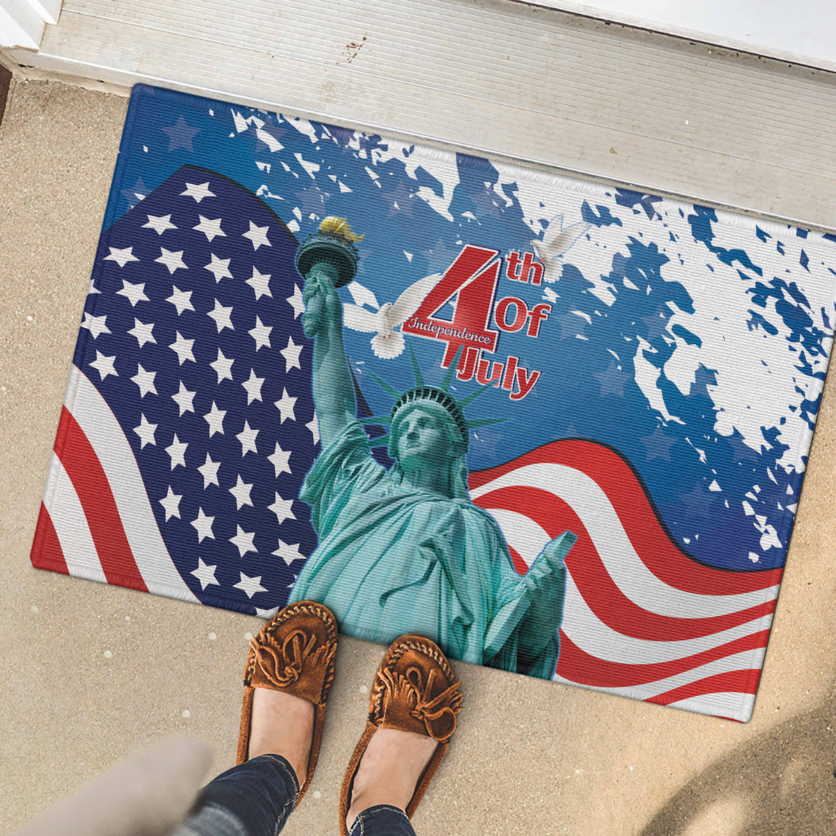 United States 4th Of July Rubber Doormat USA Statue of Liberty Proud - Wonder Print Shop