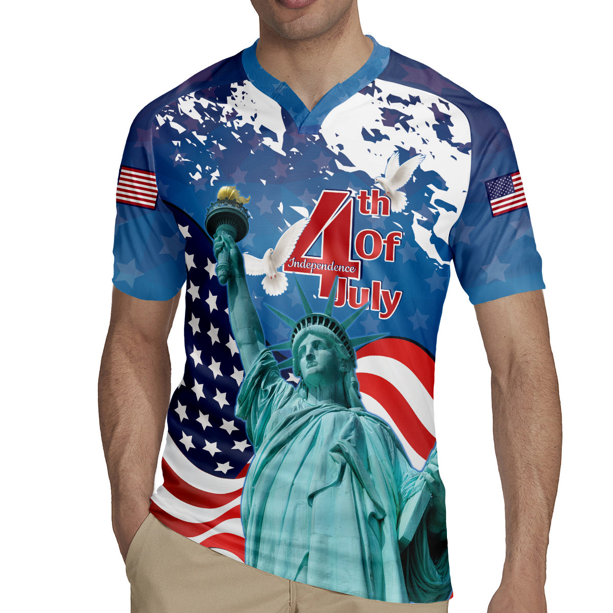 United States 4th Of July Rugby Jersey USA Statue of Liberty Proud - Wonder Print Shop