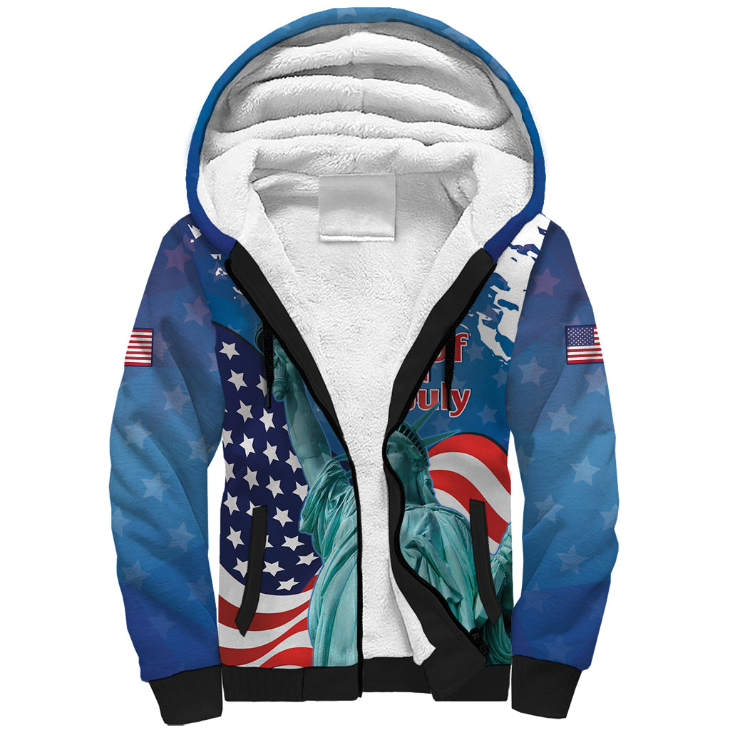United States 4th Of July Sherpa Hoodie USA Statue of Liberty Proud - Wonder Print Shop