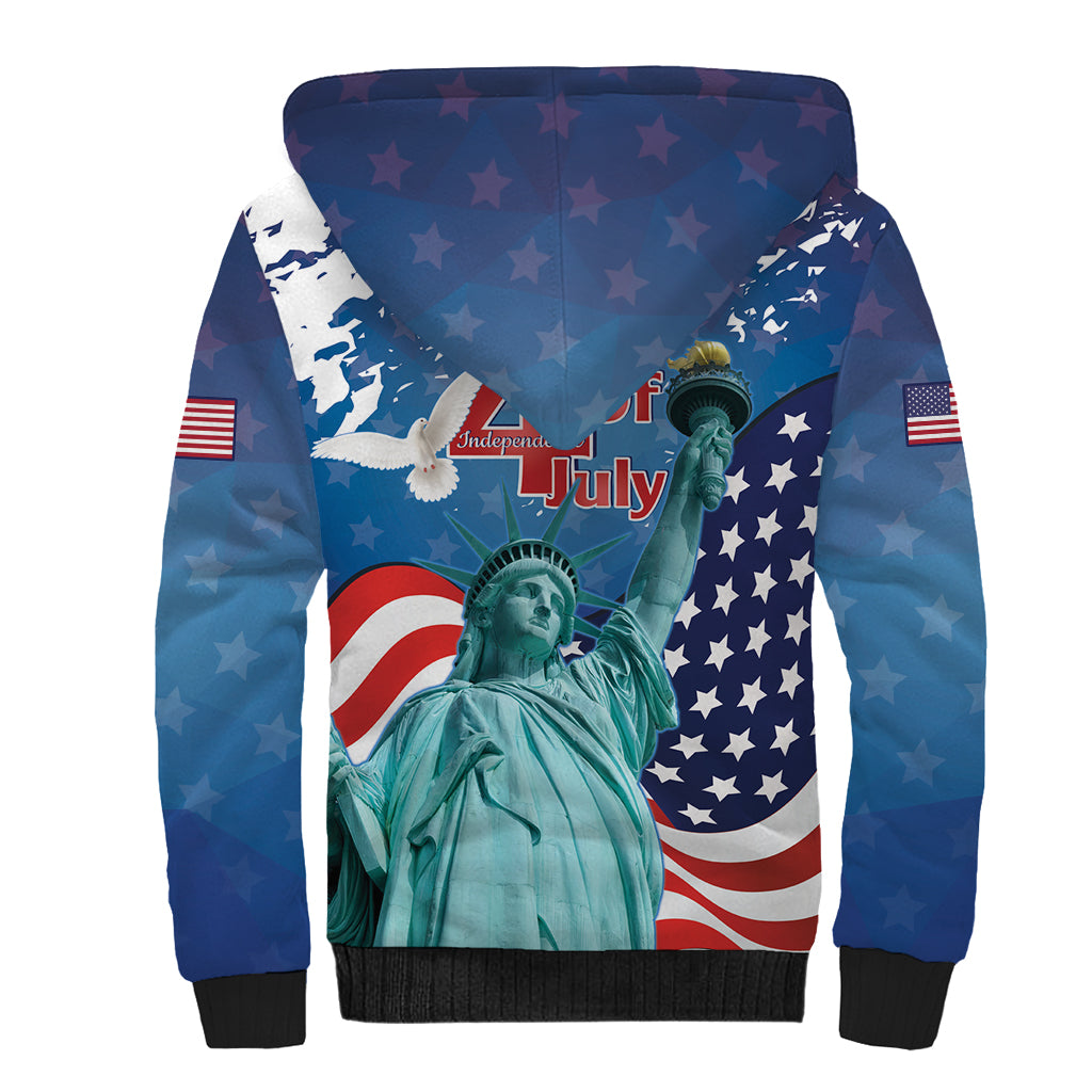 United States 4th Of July Sherpa Hoodie USA Statue of Liberty Proud - Wonder Print Shop