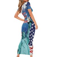 United States 4th Of July Short Sleeve Bodycon Dress USA Statue of Liberty Proud - Wonder Print Shop