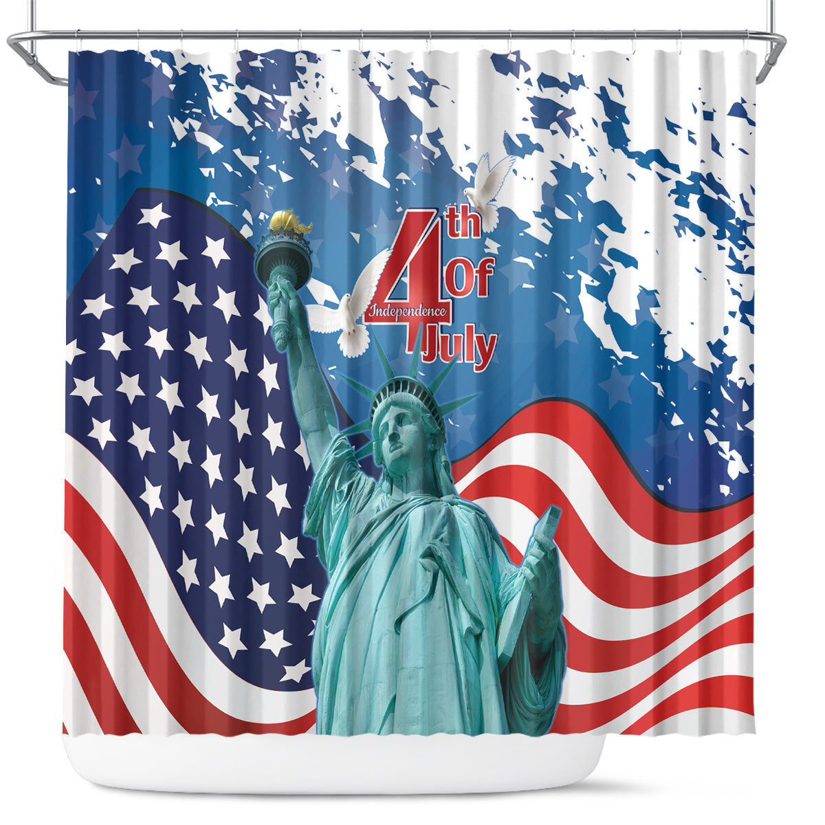 United States 4th Of July Shower Curtain USA Statue of Liberty Proud