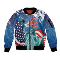 United States 4th Of July Sleeve Zip Bomber Jacket USA Statue of Liberty Proud - Wonder Print Shop