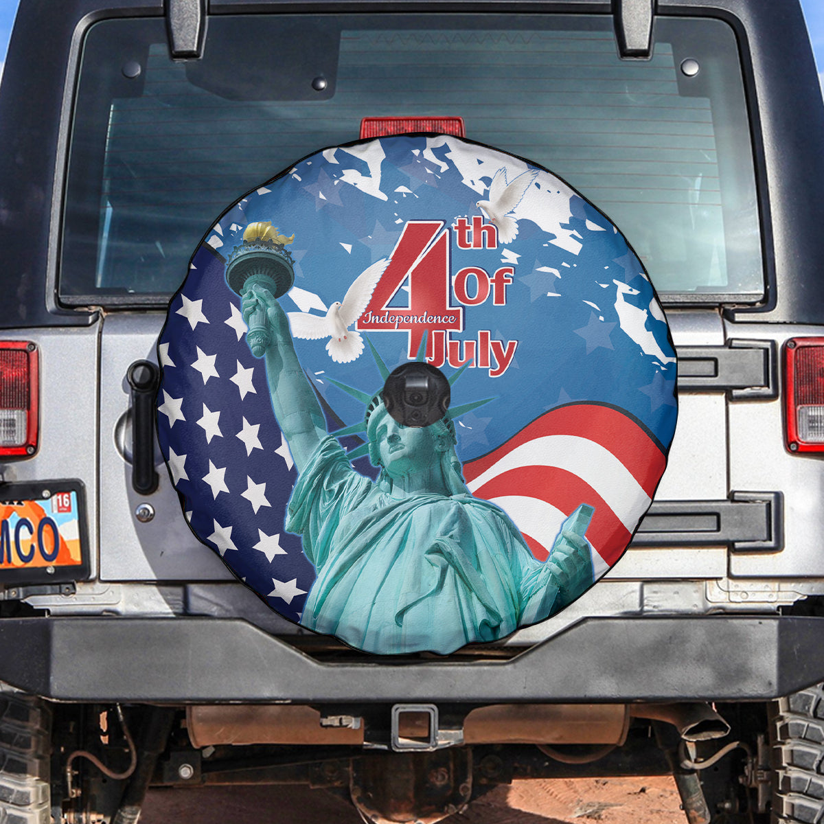 United States 4th Of July Spare Tire Cover USA Statue of Liberty Proud