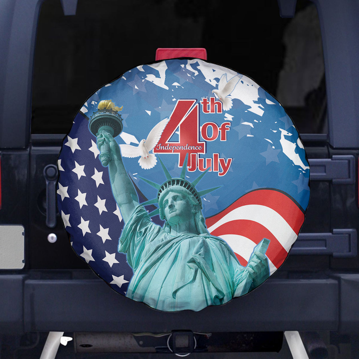 United States 4th Of July Spare Tire Cover USA Statue of Liberty Proud - Wonder Print Shop