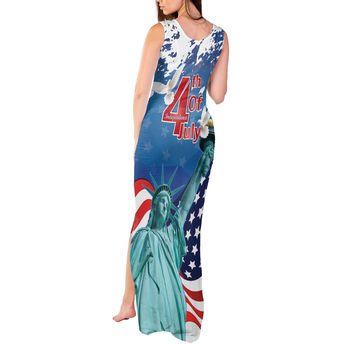 United States 4th Of July Tank Maxi Dress USA Statue of Liberty Proud - Wonder Print Shop