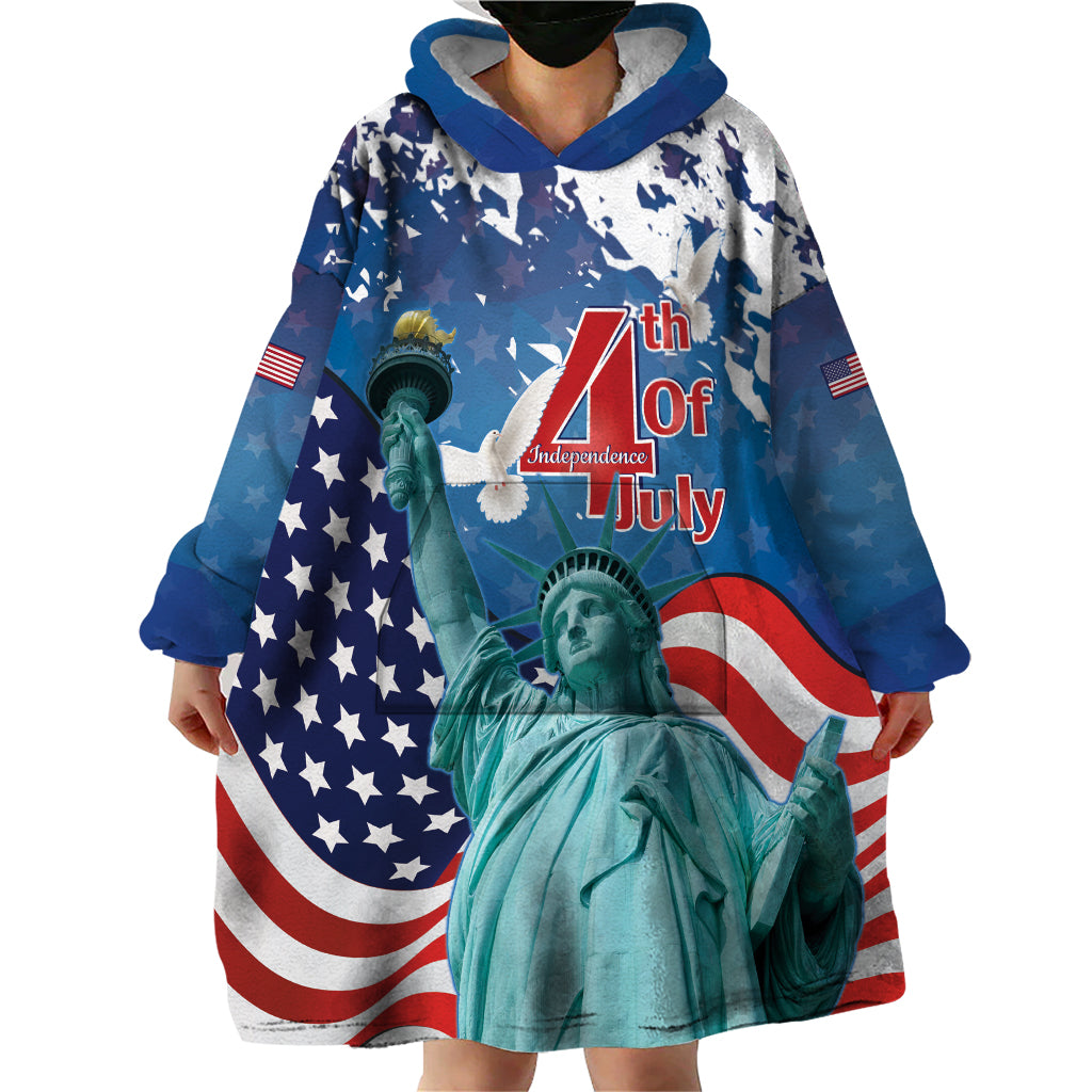 United States 4th Of July Wearable Blanket Hoodie USA Statue of Liberty Proud - Wonder Print Shop