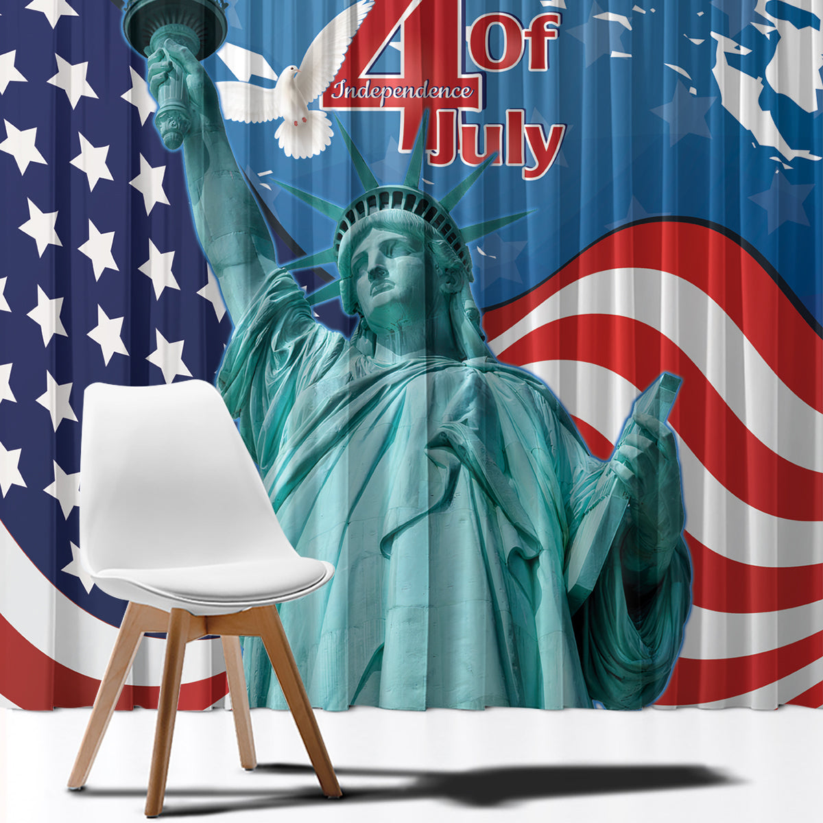United States 4th Of July Window Curtain USA Statue of Liberty Proud - Wonder Print Shop