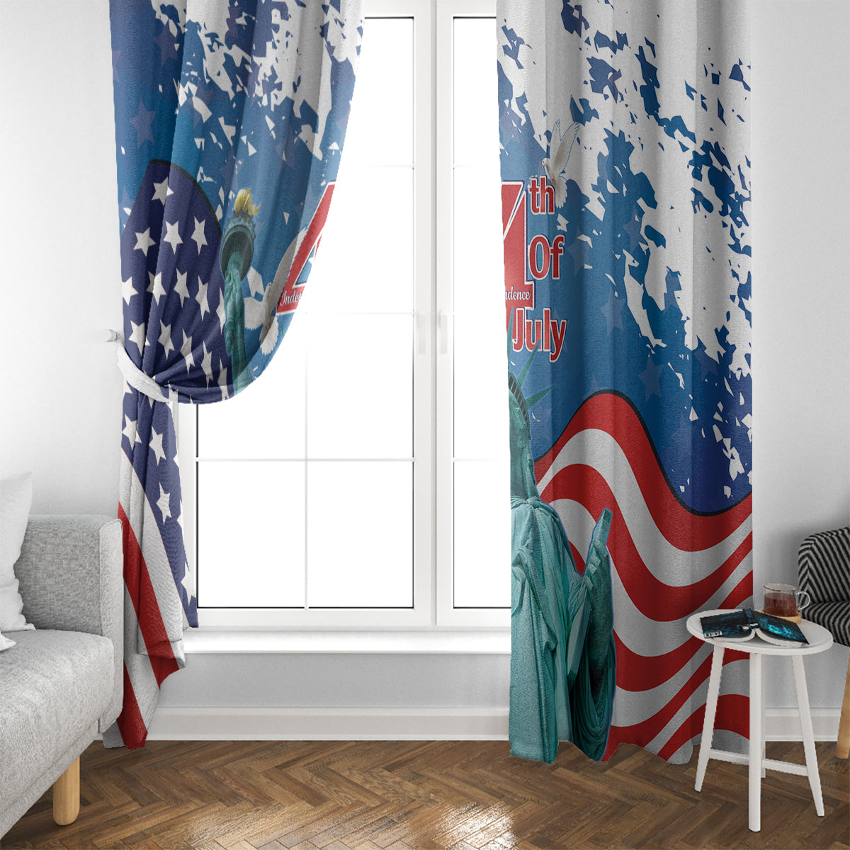 United States 4th Of July Window Curtain USA Statue of Liberty Proud - Wonder Print Shop