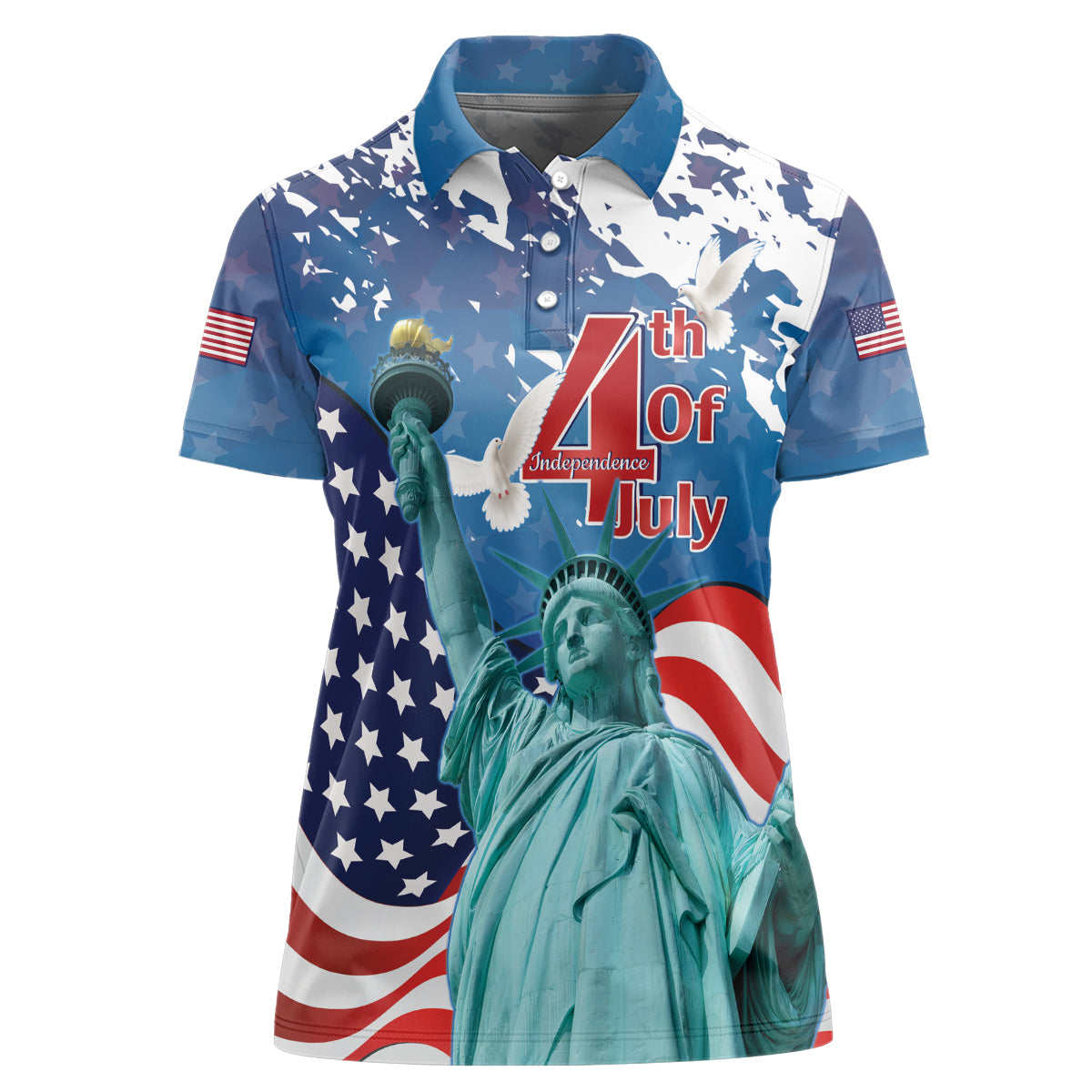 United States 4th Of July Women Polo Shirt USA Statue of Liberty Proud - Wonder Print Shop