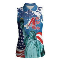 United States 4th Of July Women Sleeveless Polo Shirt USA Statue of Liberty Proud - Wonder Print Shop