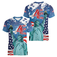 United States 4th Of July Women V-Neck T-Shirt USA Statue of Liberty Proud - Wonder Print Shop