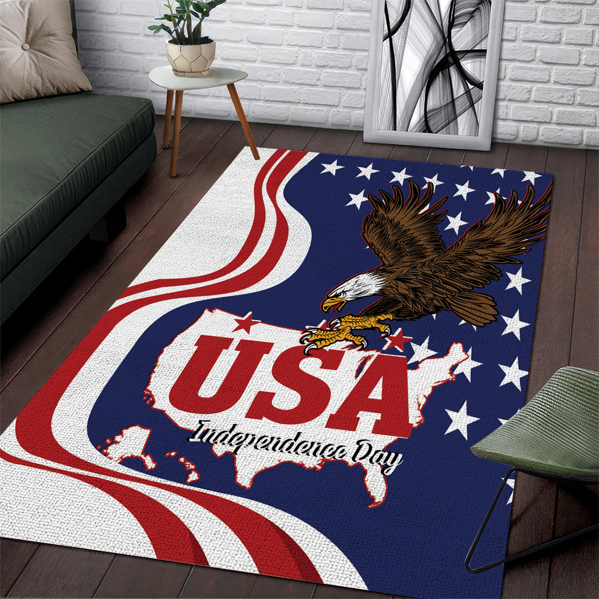 United States Independence Day Area Rug USA Bald Eagle Happy 4th Of July - Wonder Print Shop