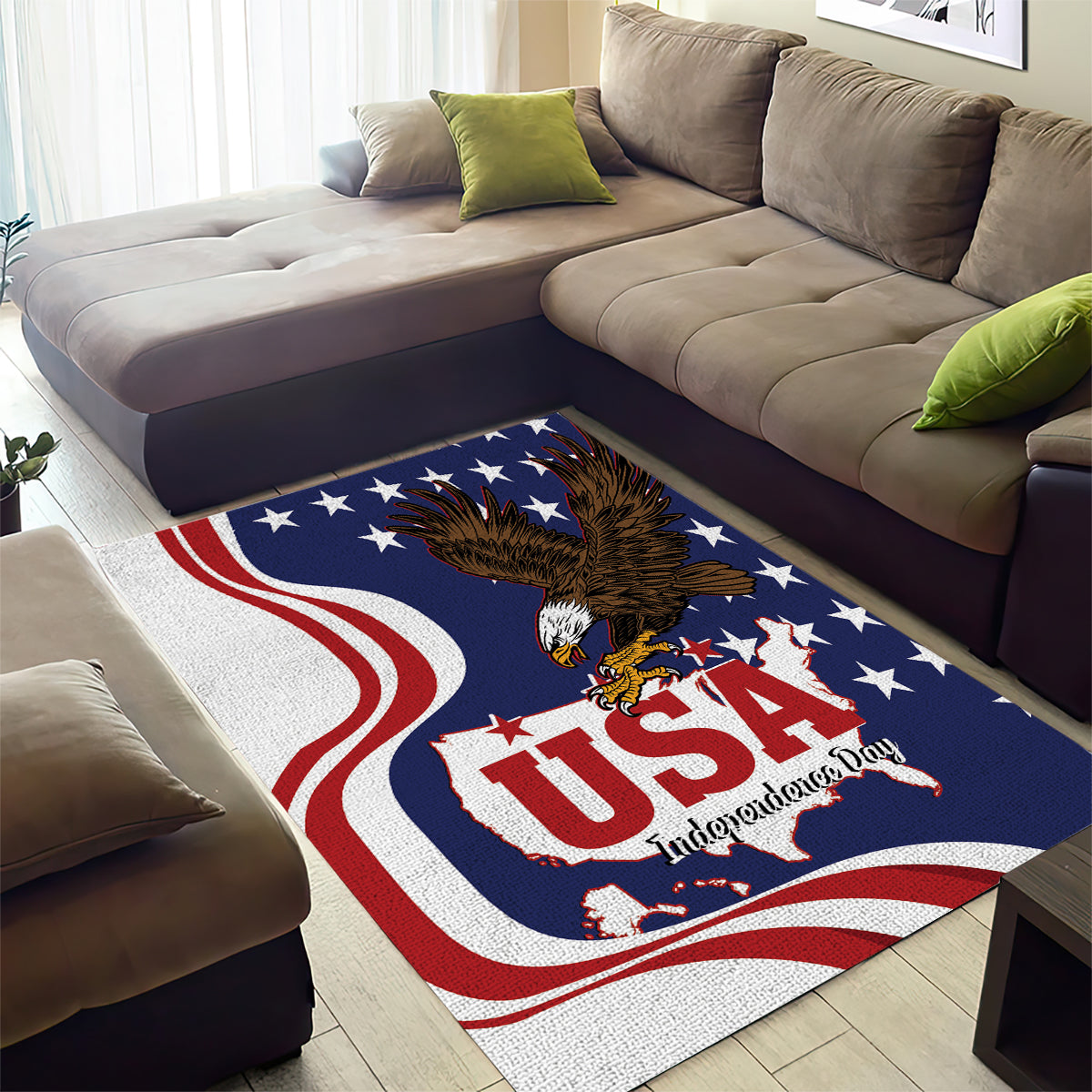 United States Independence Day Area Rug USA Bald Eagle Happy 4th Of July - Wonder Print Shop