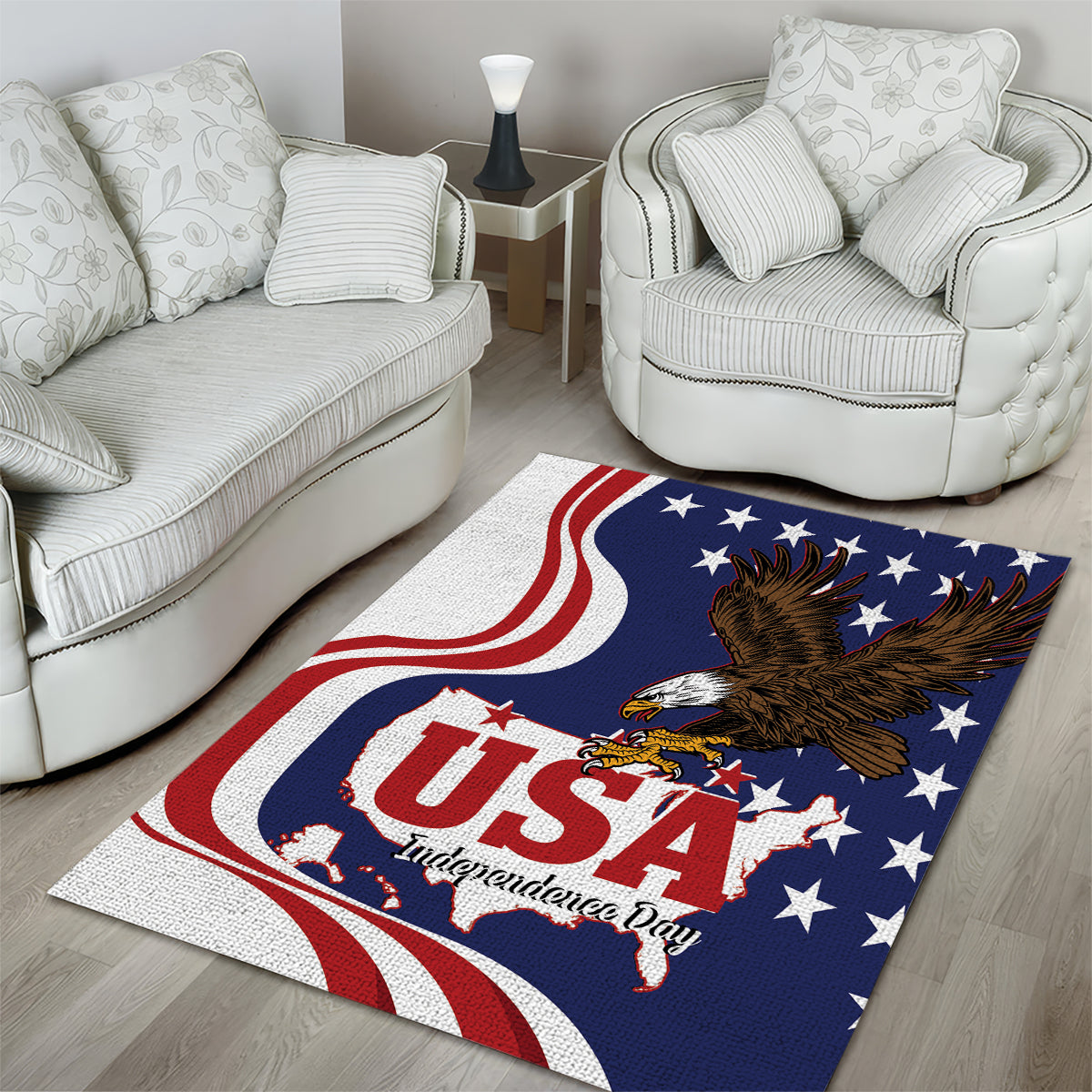 United States Independence Day Area Rug USA Bald Eagle Happy 4th Of July - Wonder Print Shop