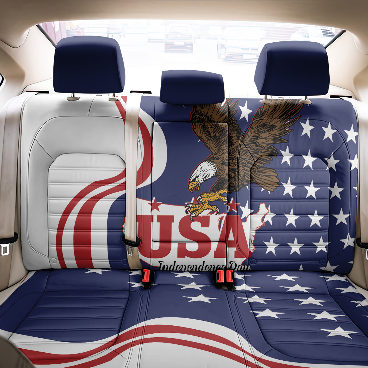 United States Independence Day Back Car Seat Cover USA Bald Eagle Happy 4th Of July - Wonder Print Shop
