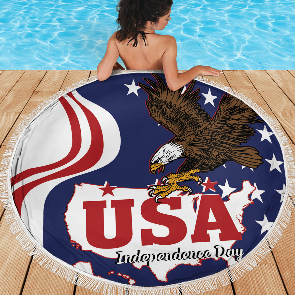 United States Independence Day Beach Blanket USA Bald Eagle Happy 4th Of July - Wonder Print Shop