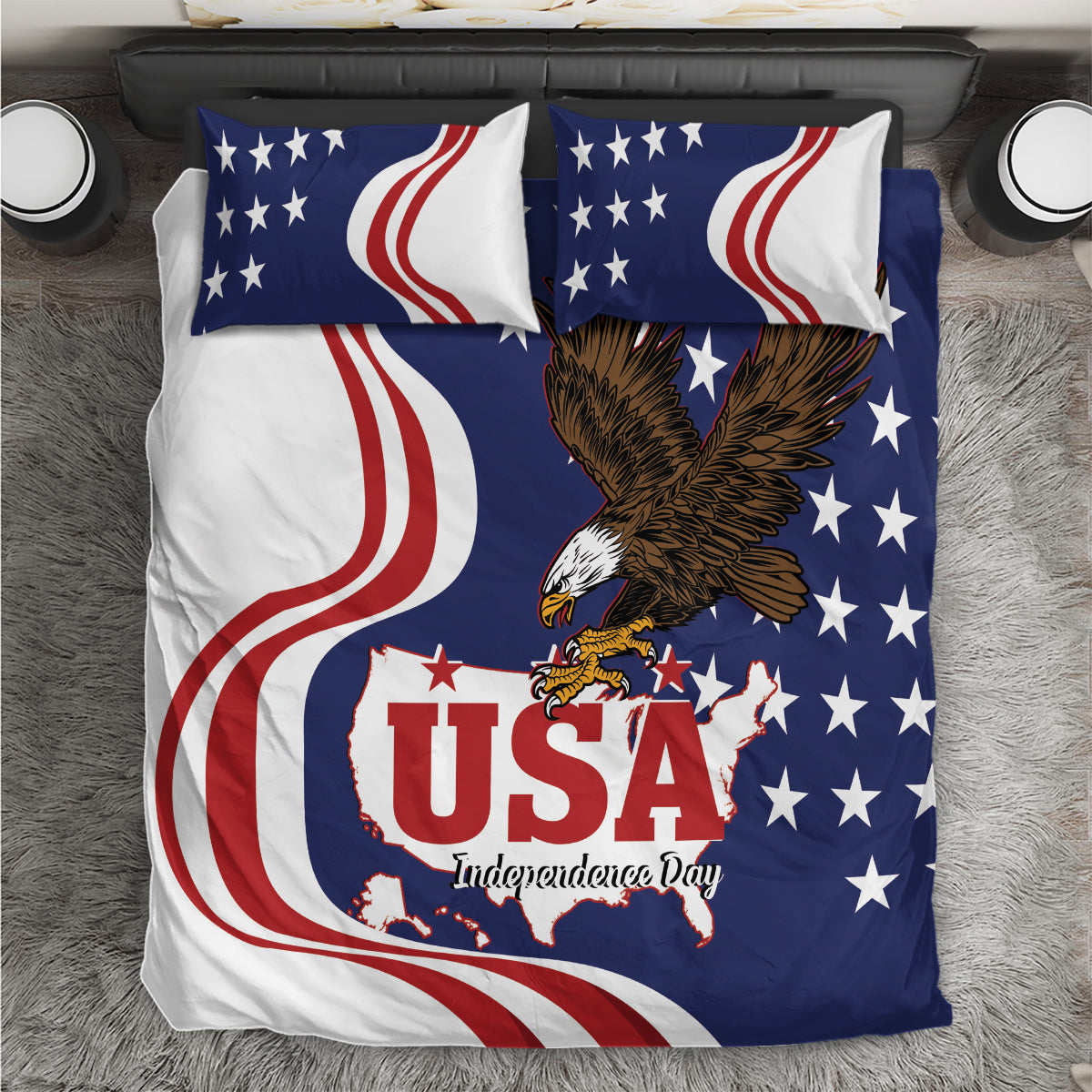 United States Independence Day Bedding Set USA Bald Eagle Happy 4th Of July - Wonder Print Shop