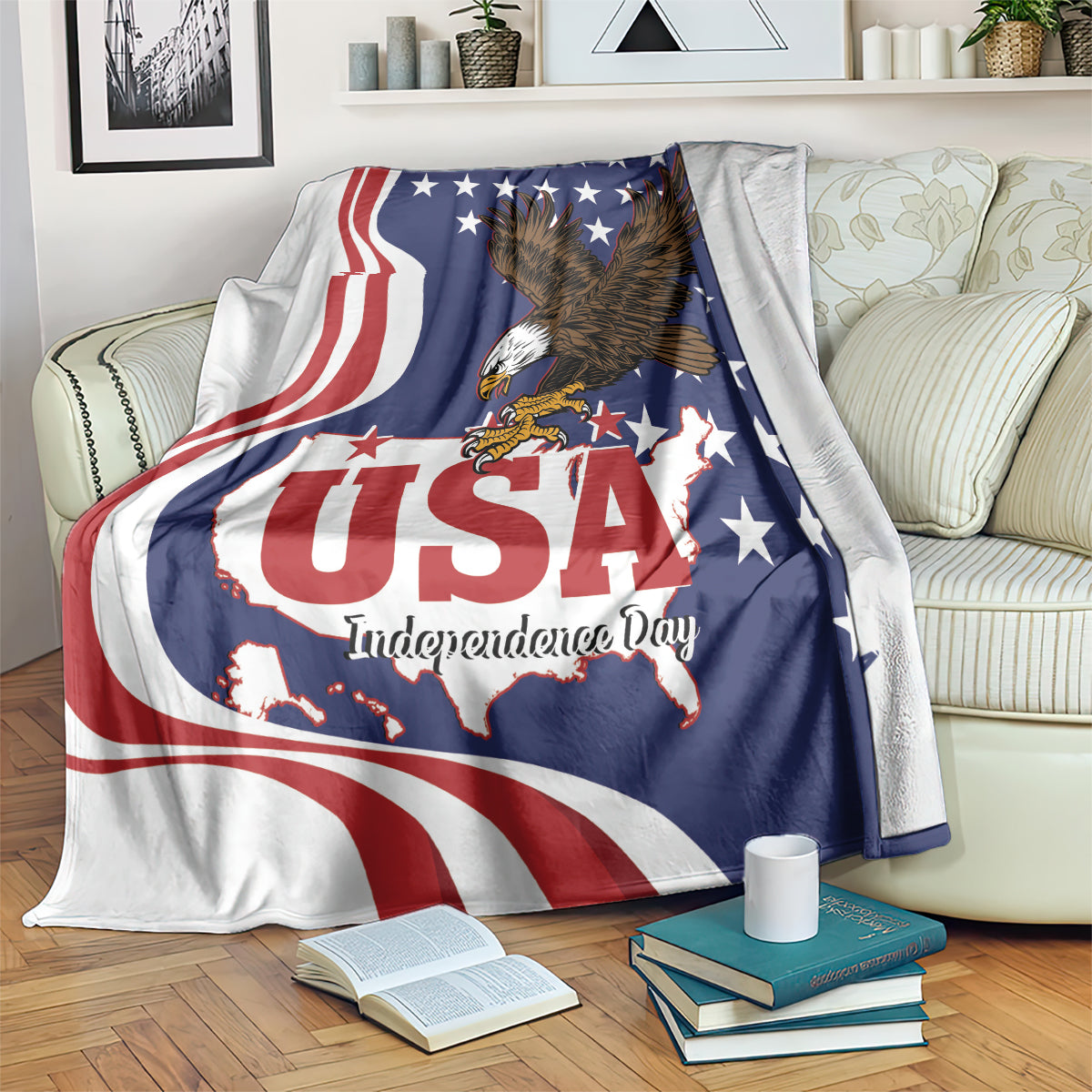 United States Independence Day Blanket USA Bald Eagle Happy 4th Of July