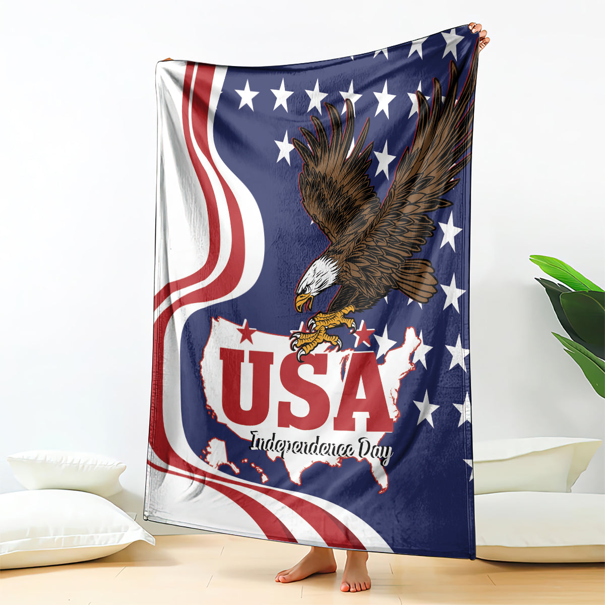 United States Independence Day Blanket USA Bald Eagle Happy 4th Of July