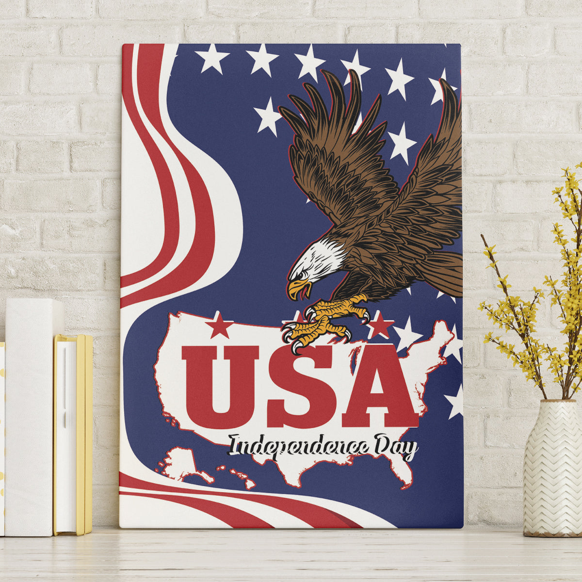 United States Independence Day Canvas Wall Art USA Bald Eagle Happy 4th Of July - Wonder Print Shop