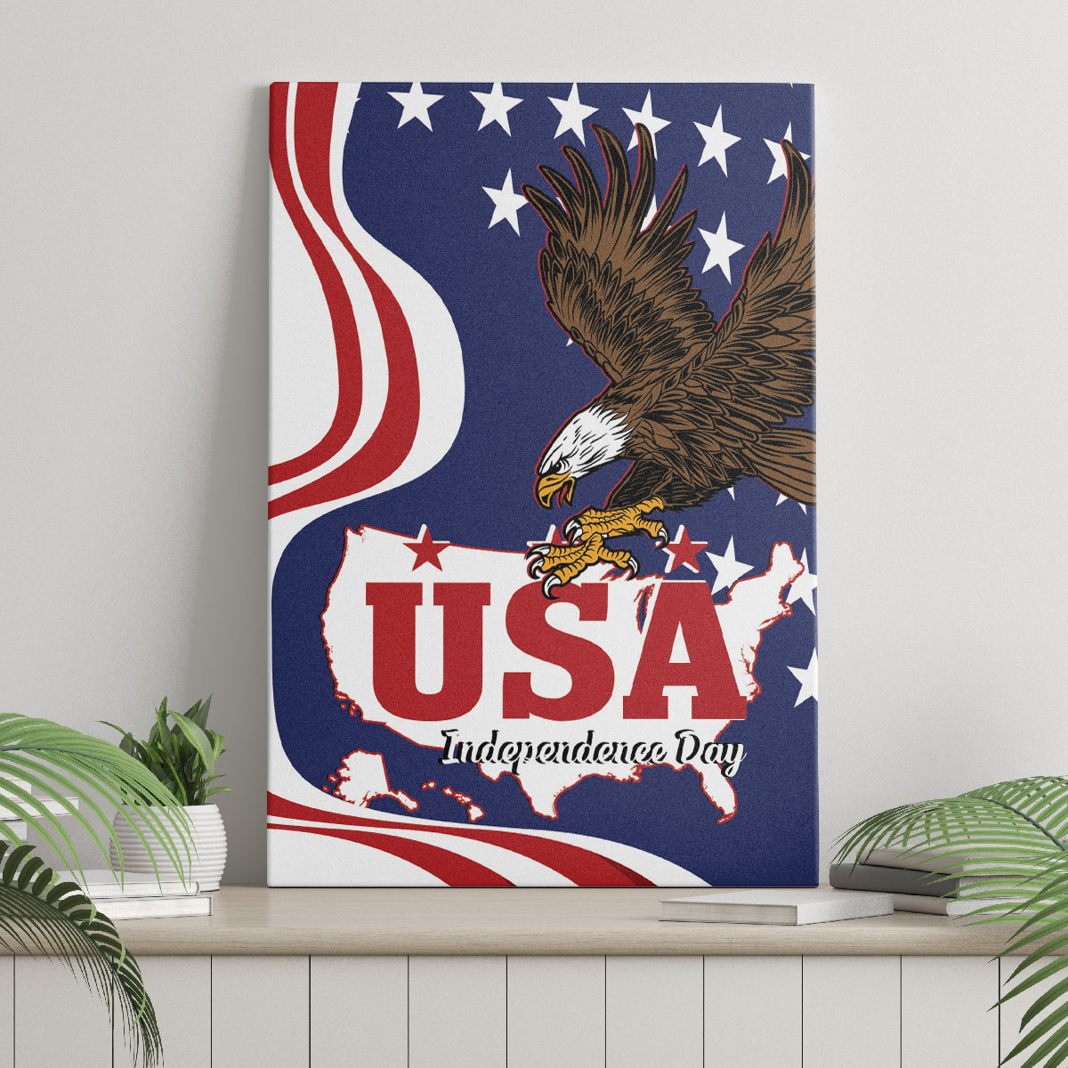 United States Independence Day Canvas Wall Art USA Bald Eagle Happy 4th Of July - Wonder Print Shop